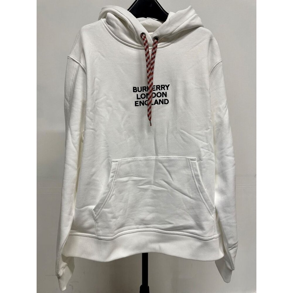 Burberry Poulter Logo Embroidered Hoodie White M